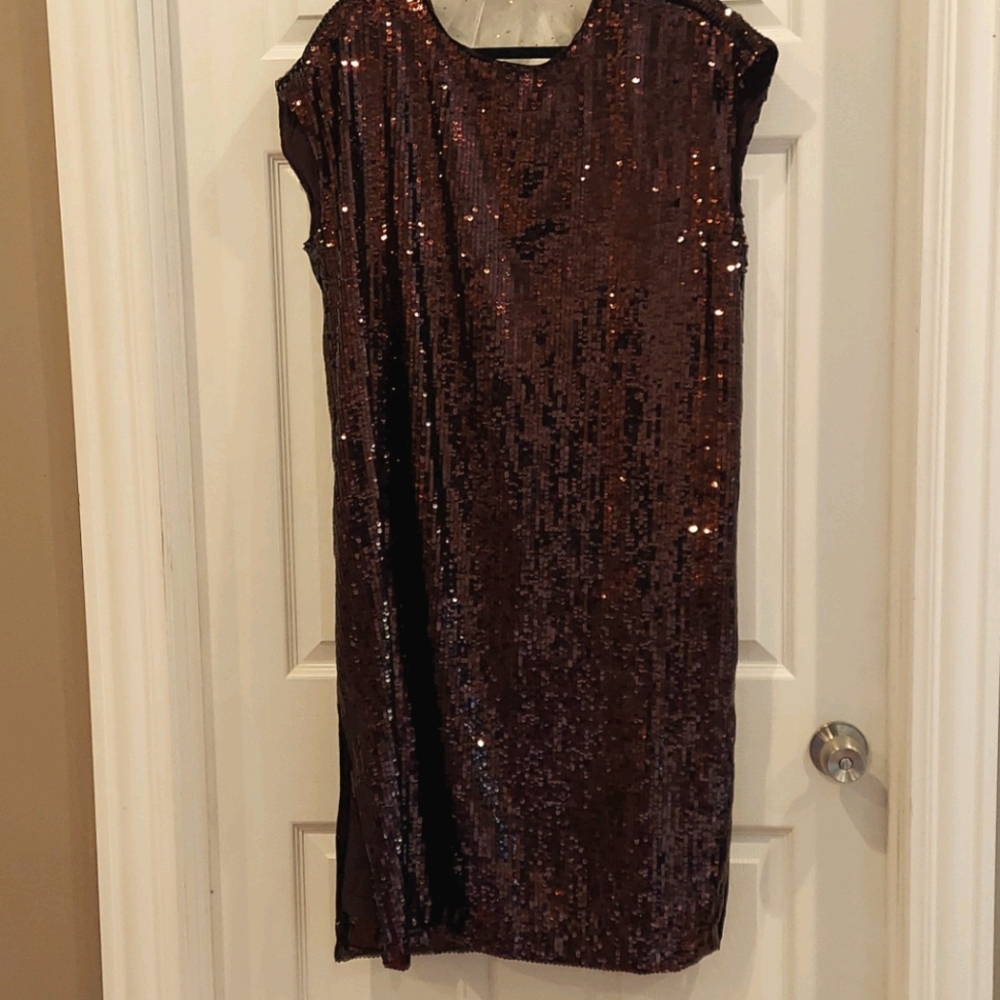 Anthropologie Sequin Dress in Deep Brown